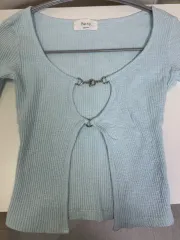 バックル クロップド ニット 長袖 Tシャツ