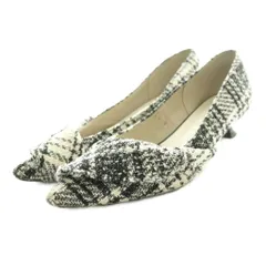 ルタロン Le Talon 3.5cmポインテッドラッフルパンプス 23.5cm 白 ホワイト 黒 ブラック /SS ■OS