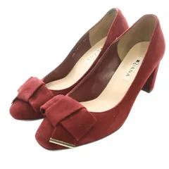 ダイアナ DIANA パンプス リボン チャンキーヒール スエード 24cm ボルドー /SS ■OS