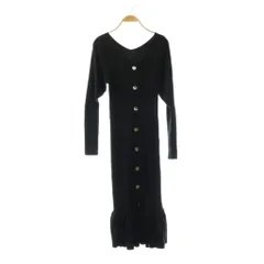 スナイデル SNIDEL 2wayフロントボタンニットワンピース  ウール F 黒 ブラック 長袖 Vネック  /AZ