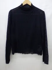 PINORE タートルネック シャツ メッシュ 薄地 ネイビー 紺色 サイズ38 中古品
