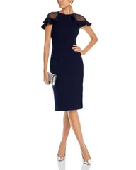 エリザジェイ レディース トップス ワンピース フリル Eliza J Ruffle Sleeve Cocktail Dress Navy ネイビー