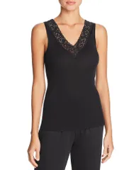 ハンロ レディース トップス タンクトップ レーストリム コットン レース Hanro Moments Cotton Lace Trim Tank Black ブラックのサムネイル