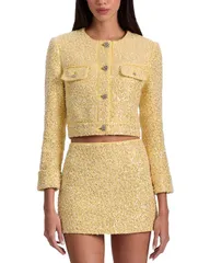 アリスアンドオリビア レディース アウター ジャケット・ブルゾン ツイード Alice and Olivia Lorie Long Sleevembellished Tweed Jacket Buttのサムネイル