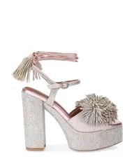 カートジェイガーロンドン レディース シューズ サンダル プラットフォーム アンクル KURT GEIGER LONDON Womens Pom Ankle Tie Platform Sandals Open Grey グレー