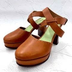 【美品】HENRY CUIR/アンリ―クイール パンプス 36 本革/レザー チャンキーヒール ブラウン レディース 靴のサムネイル
