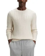 ボス メンズ アウター ニット・セーター クルーネック BOSS Hitalo Textured Crewneck Sweater Silver シルバーのサムネイル