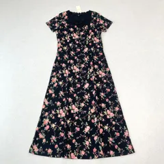 【未使用・タグ付き】LAURA ASHLEY ローラアシュレイ 美シルエット ローズ 花柄 Aライン フレア ロングワンピース 11号