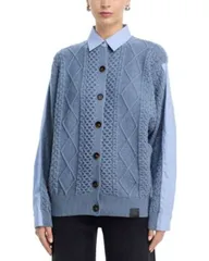 ステラマッカートニー レディース アウター カーディガン セーター Stella McCartney MixedMedia Cardigan Sweater BlueGrey グレーのサムネイル