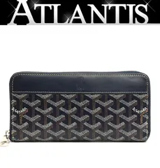 【広尾店】ゴヤール GOYARD マティニョンGM ラウンドジップ 長財布 PVC×レザー ネイビー 【18393】のサムネイル
