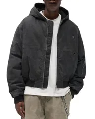 リプレゼント メンズ アウター ジャケット・ブルゾン Represent Hooded Oversized Bomber Jacket Washed Black ブラックのサムネイル