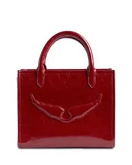 ザディグ エ ヴォルテール レディース バッグ レザー Zadig Voltaire Angel XS Crinkled Patent Leather Tote Powerのサムネイル