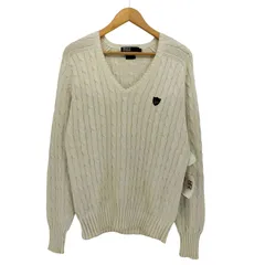 ポロバイラルフローレン Polo by RALPH LAUREN 90s POLO刺繍 Vネック ケーブルコットンニット メンズ import：M 