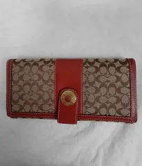 COACH シグネチャー長財布 ブラウン/レッド