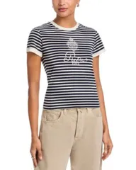 フレーム レディース トップス Tシャツ FRAME Ritz Striped Baby Tee Navy Multi ネイビーのサムネイル