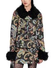 アナスイ レディース アウター ジャケット・ブルゾン Anna Sui Tapestry Faux Fur Jacket Black Multi ブラックのサムネイル
