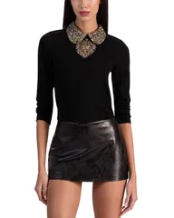 アリスアンドオリビア レディース アウター ニット・セーター Alice and Olivia Porla Removable Collar Sweater Black ブラックのサムネイル