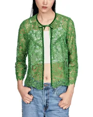 アナスイ レディース アウター ジャケット・ブルゾン Anna Sui Rose Crochet Bed Jacket Leaf Green グリーンのサムネイル