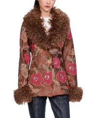 アナスイ レディース アウター ジャケット・ブルゾン Anna Sui Poiret Faux Fur Trim Jacket Caramel Multi マルチカラーのサムネイル