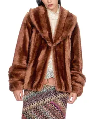 アナスイ レディース アウター コート Anna Sui Faux Mink Swing Coat Caramel ミンクのサムネイル