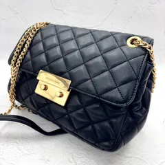 【人気】MICHAEL KORS/マイケルコース キルティング チェーン ショルダーバッグ 斜め掛け/クロスボディ 本革/レザー ブラック/黒 レディース 鞄