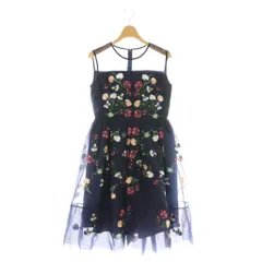 チェスティ Chesty フラワー刺繍ワンピース シアー ノースリーブ 0 ネイビー マルチカラー /CX ■OS