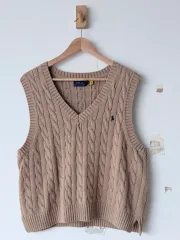 Polo ポロ ラルフローレン ケーブル編み ニット ベスト XL ベージュ