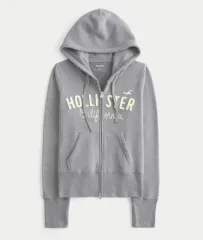 Hollister ホリスター ジップアップ ロゴ グラフィック フーディー y2k ピンターカル