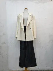 春新商品 アイボリー ダブル ボタン ジャケット F