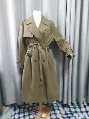 ダブルリング カーキ ロング フレンチコート