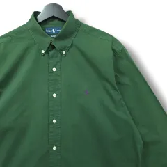 L ポロ グリーン ボタンダウン クラシックフィット オックスフォード 長袖シャツ