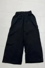 ブラック ワイド 밴딩 コットン パンツ