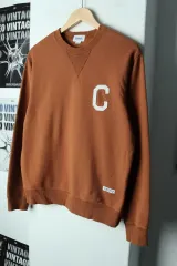 (S-M) COVERNAT カバーナット スウェット Tシャツ Cロゴ ブラウン アメカジ テンジャン-17A63