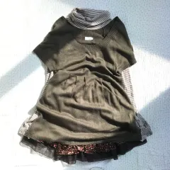 JPN/ ニット レイヤード 半袖 ONE PIECE 森ガール レイヤード半袖 レイヤード半袖ニット