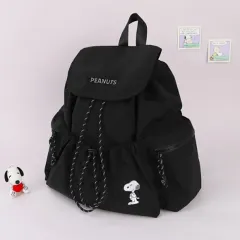 SNOOPY ピーナッツ シンプル シャーリング ブラック バックパック