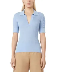 マックスマーラ レディース トップス ポロシャツ Max Mara Studio 1 Uberta Embellished Polo Top Light Blue ブルーのサムネイル