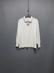 アイボリー 花 刺繍 カラ ニット