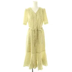 ジャスグリッティー JUSGLITTY 洗える前ボタンレトロフラワーワンピース ロング 0 イエロー /DF ■OS