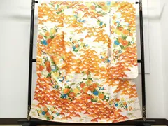 平和屋着物■豪華振袖　駒刺繍　草花文　金彩　正絹　逸品　CABD5584th