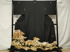 平和屋着物■豪華黒留袖　作家物　駒刺繍　白鷺　流水枝花文　金彩　正絹　逸品　CABE3292ev