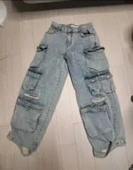 ヴィンテージ マルチ ポケット カーゴ デニム パンツ s