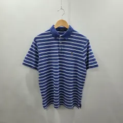 POLO RALPH LAUREN コットン ストライプ カラーTシャツ ブルー M