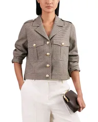レイス レディース アウター ジャケット・ブルゾン ウール クロップド REISS Cropped Checkered Wool Jacket Neutral Check チェック