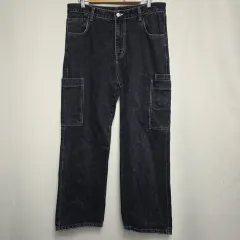 ヴィンテージ メンズ カーゴ ブラック デニムパンツ 34