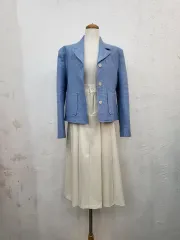 春新商品 リネン ブルー ジャケット F