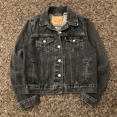 M リーバイス ブラックデニム ウォッシュ デニム トラッカー ジャケット