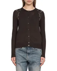 ザディグ エ ヴォルテール レディース アウター カーディガン Zadig Voltaire Missya CP West Embellished Cashmere Cardigan Dark Choのサムネイル