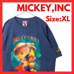 【美品】90’s古着　くまのプーさん　プリント　Tシャツ　メンズ　ネイビー　L