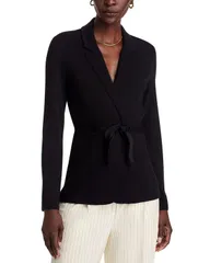 マジェスティック レディース アウター ジャケット・ブルゾン ブレザー Majestic Filatures Grosgrain Frontie Blazer Noirのサムネイル
