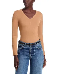 マジェスティック レディース アウター ニット・セーター Vネック Majestic Filatures Cashmere V Neck Sweater Camel キャメルのサムネイル